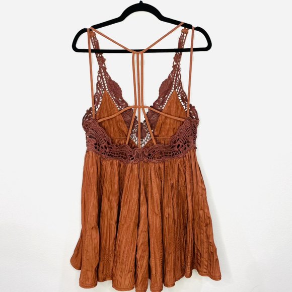 Free People Breathless Mini Slip Dress Boho Copper Rust Color Size XS - Picture 3 of 4